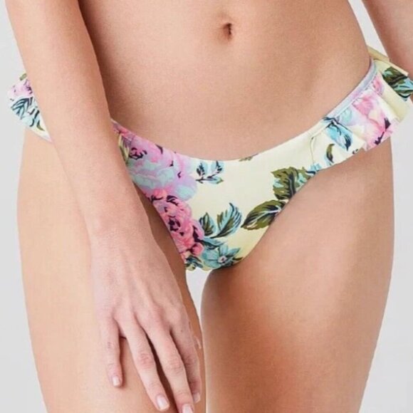 Maaji floral reversible cheeky ruffle bikini bottom sz Medium - Picture 1 of 9